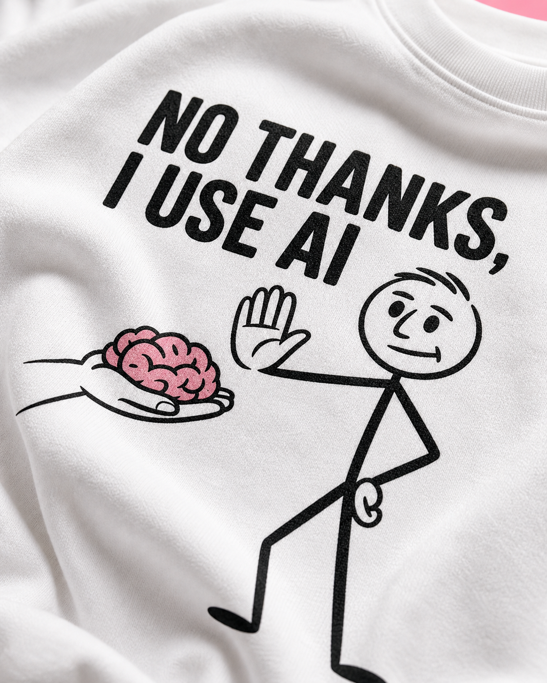 No Thanks I Use AI Unisex Oversized Tee in white - closeup