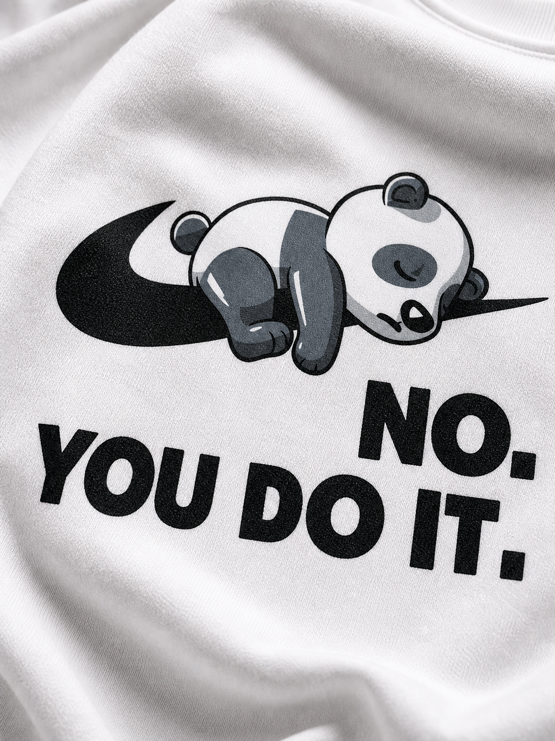 No You Do It Unisex Oversized Tee in white - closeup