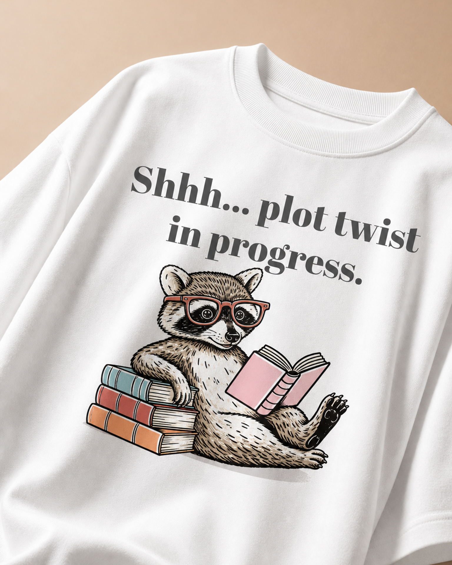 Plot Twist Reading Unisex Oversized Tee in white - front