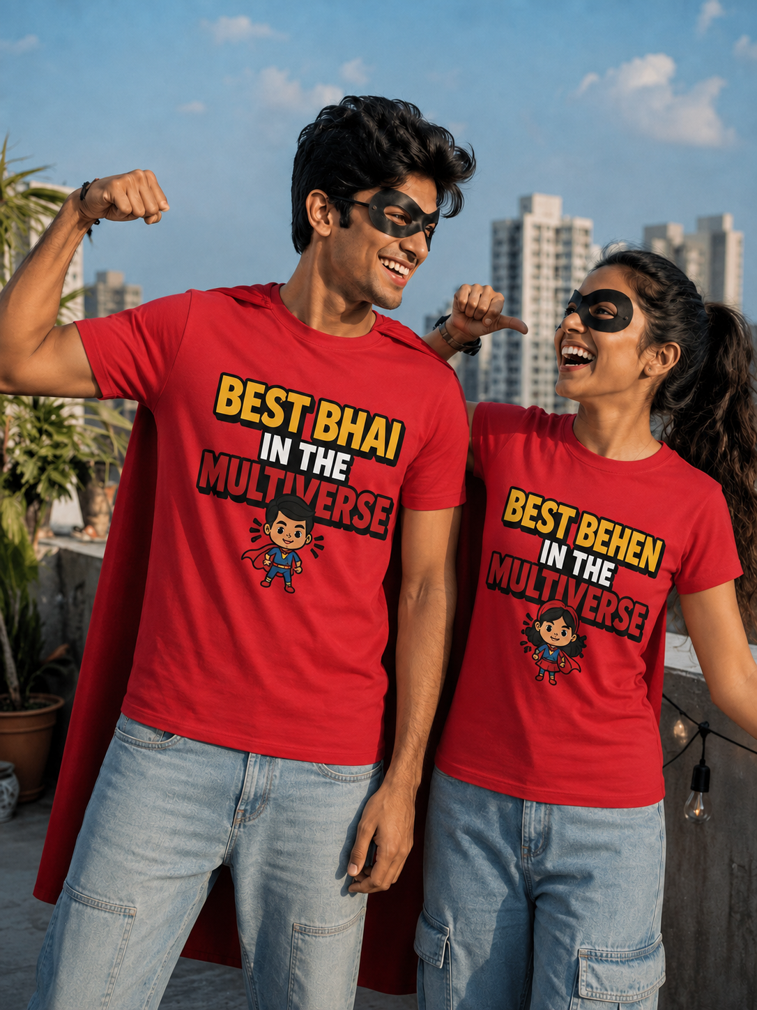 Best Bhai / Behen in the Multiverse Personalised Unisex T-Shirt - Regular Fit - product gallery