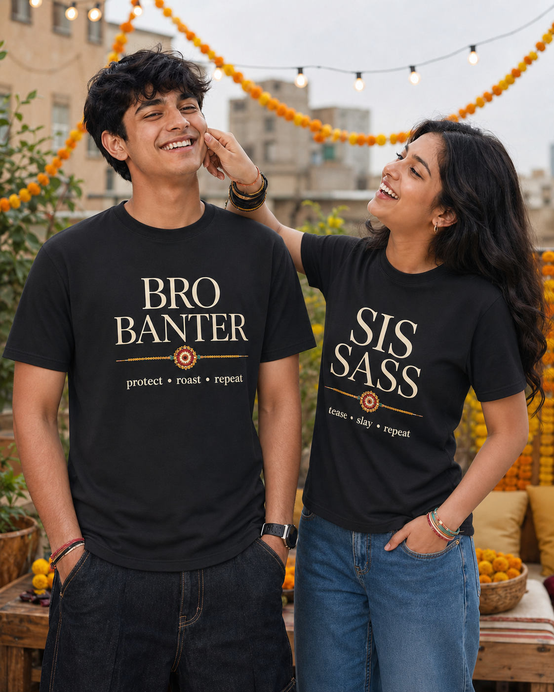 Bro Banter / Sis Sass Personalised Unisex T-Shirt - Regular Fit - Black - product gallery