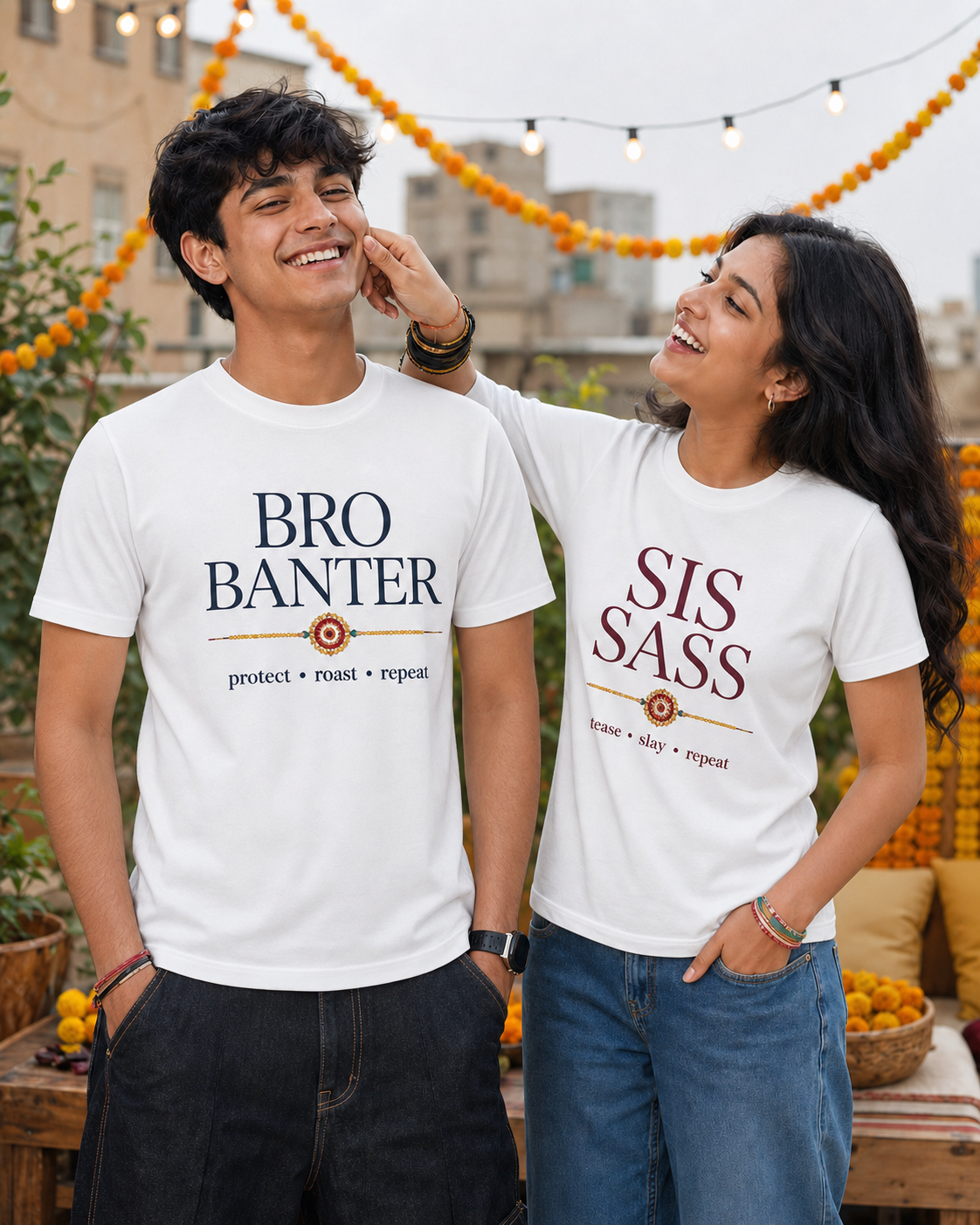 Bro Banter / Sis Sass Personalised Unisex T-Shirt - Regular Fit - White - product gallery