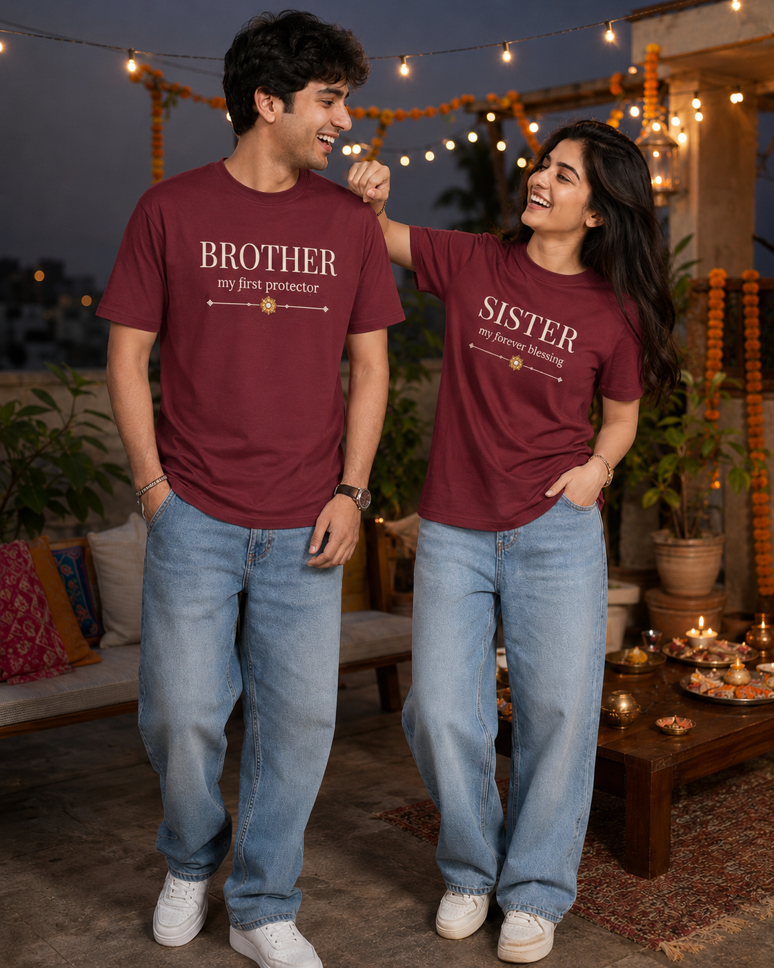 Brother - My First Protector / Sister - My Forever Blessing Personalised Unisex T-Shirt - Regular Fit - product gallery