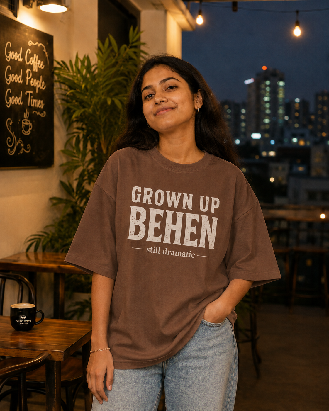 Grown Up Bhai / Grown Up Behen Personalised Unisex T-Shirt - Oversized - product gallery