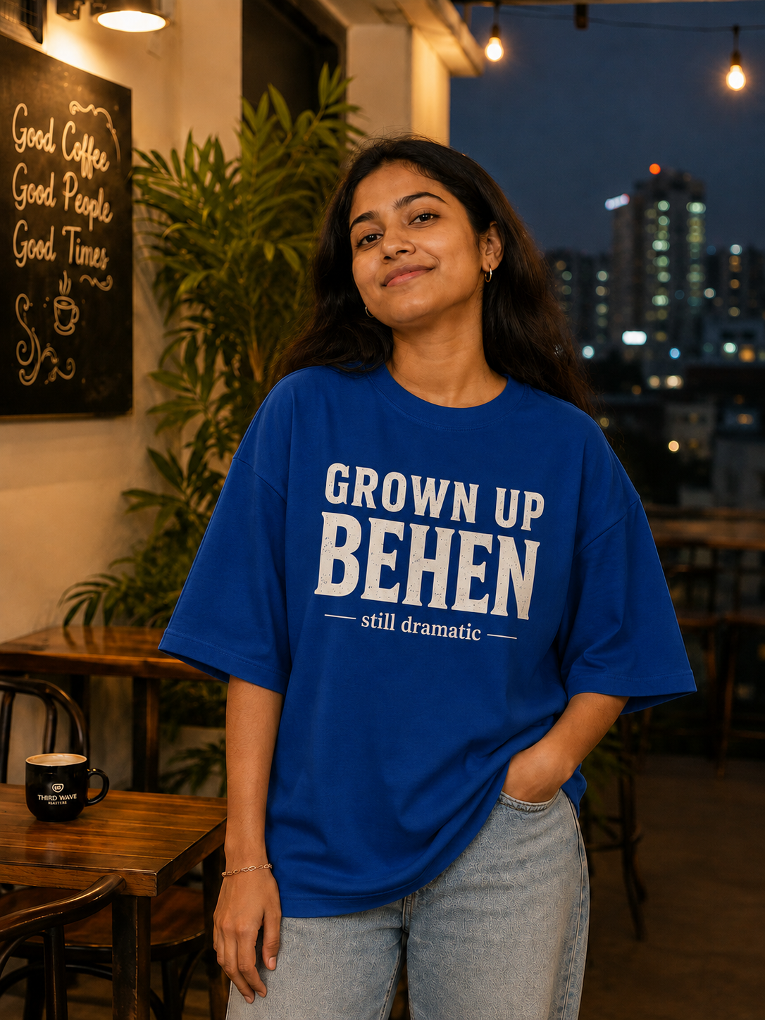 Grown Up Bhai / Grown Up Behen Personalised Unisex T-Shirt - Oversized - product gallery