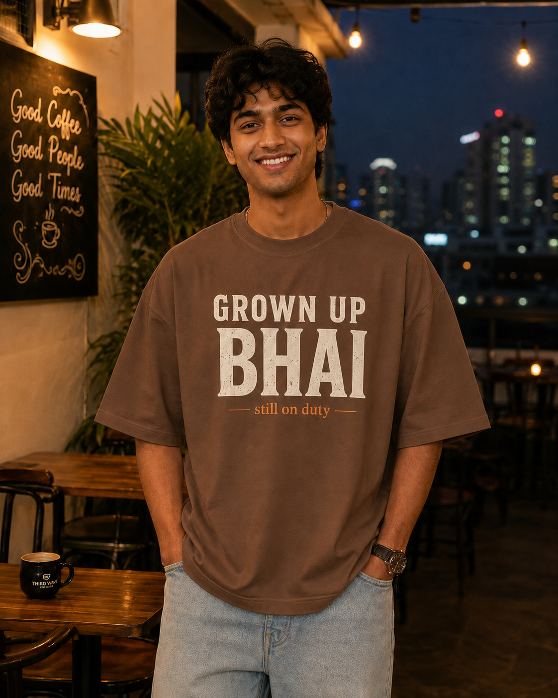 Grown Up Bhai / Grown Up Behen Personalised Unisex T-Shirt - Oversized - product gallery