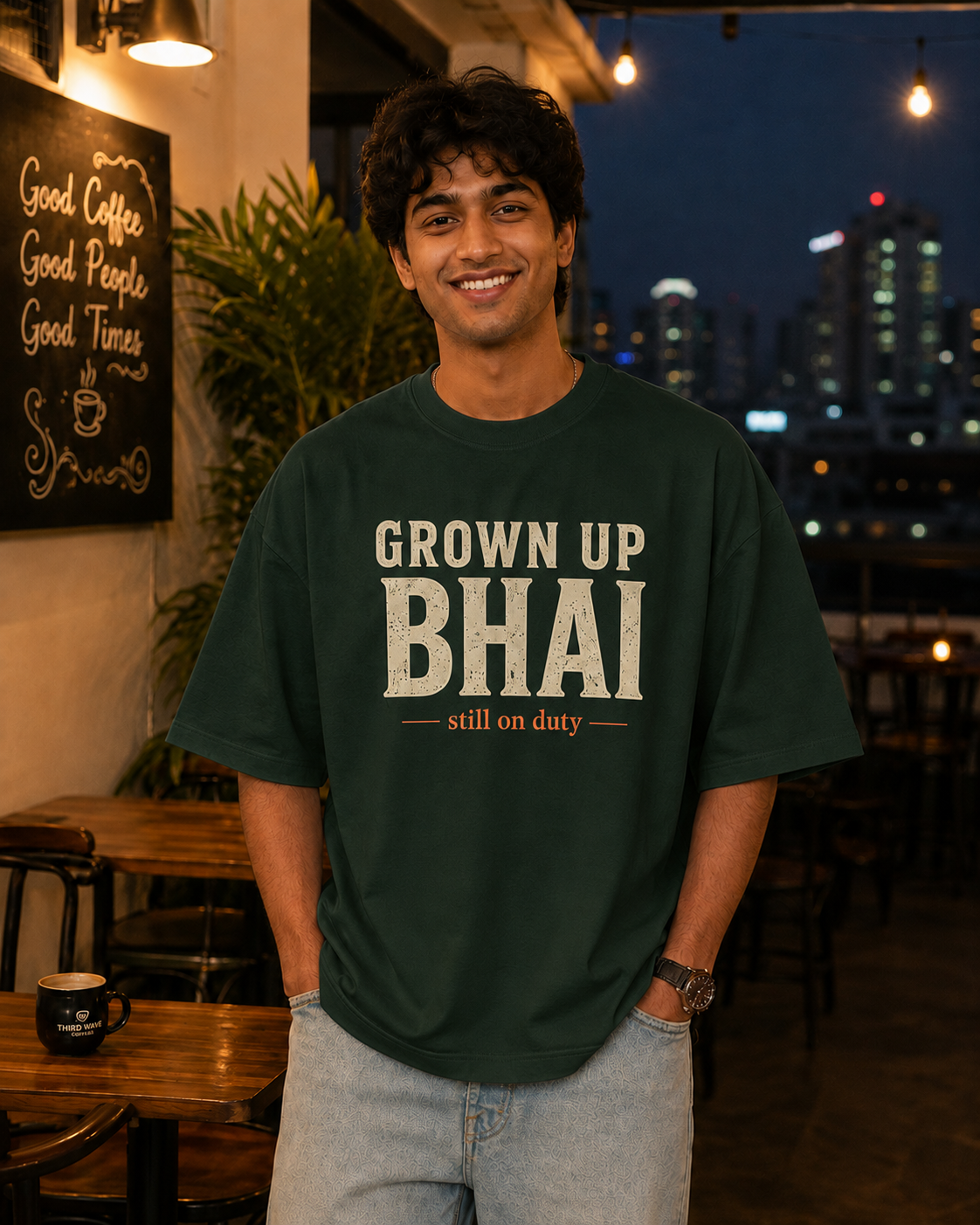 Grown Up Bhai / Grown Up Behen Personalised Unisex T-Shirt - Oversized - product gallery