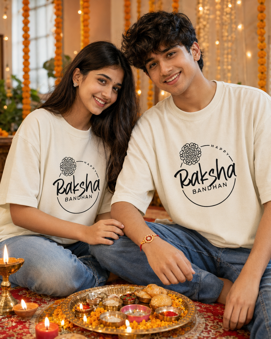 Happy Rakshabandhan Personalised Unisex T-Shirt - Oversized - product gallery