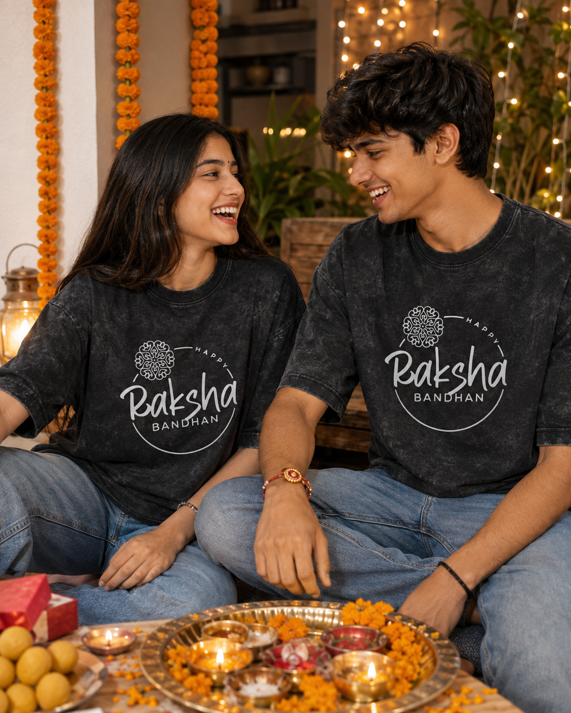 Happy Rakshabandhan Personalised Unisex T-Shirt - Oversized - product gallery