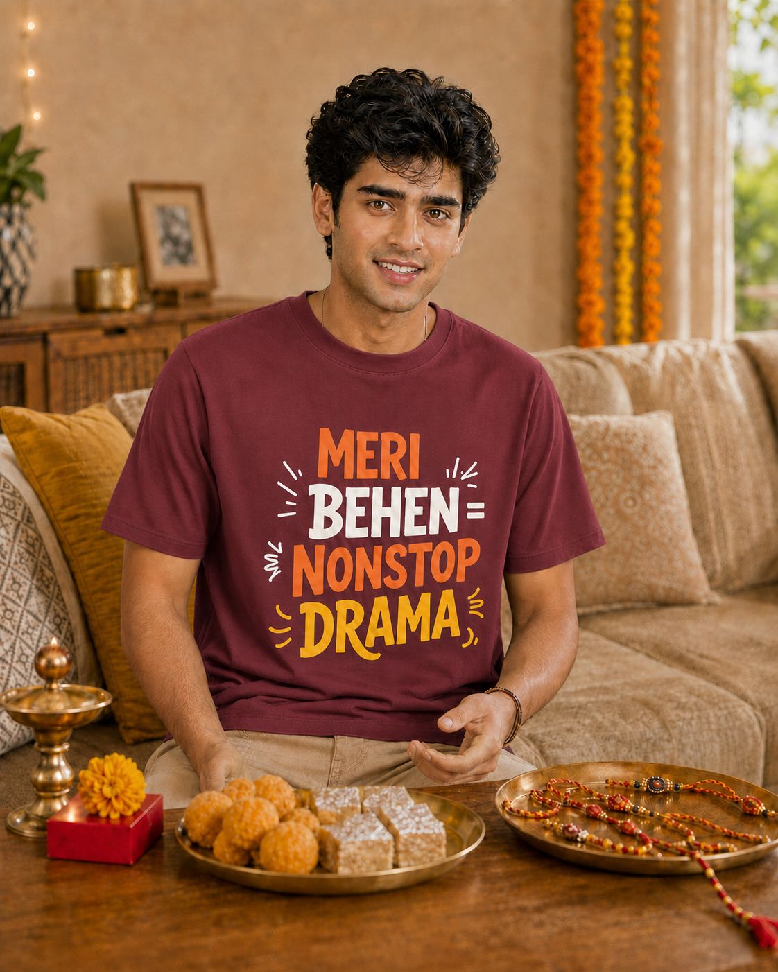Mera Bhai Walking Earthquake / Meri Behen Nonstop Drama Personalised Unisex T-Shirt - Regular Fit - product gallery