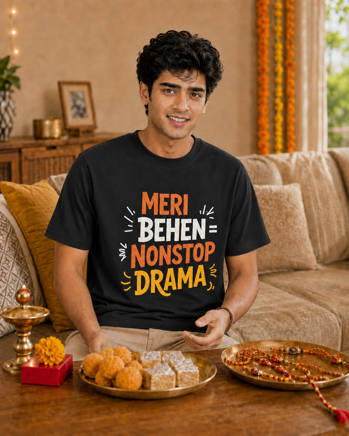 Mera Bhai Walking Earthquake / Meri Behen Nonstop Drama Personalised Unisex T-Shirt - Regular Fit - product gallery