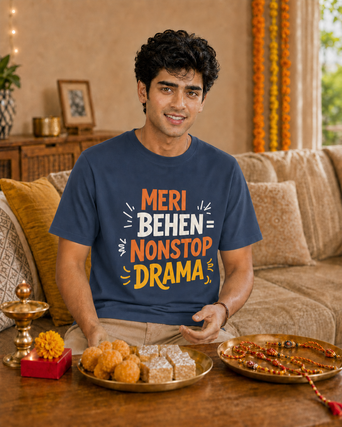 Mera Bhai Walking Earthquake / Meri Behen Nonstop Drama Personalised Unisex T-Shirt - Regular Fit - product gallery