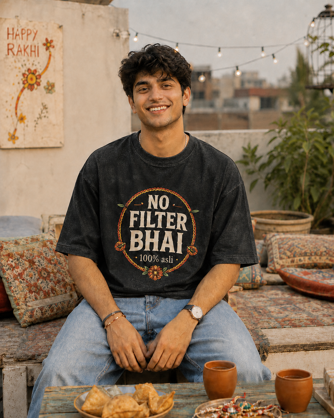 No Filter Bhai / Behen Personalised Unisex T-Shirt - Oversized - product gallery