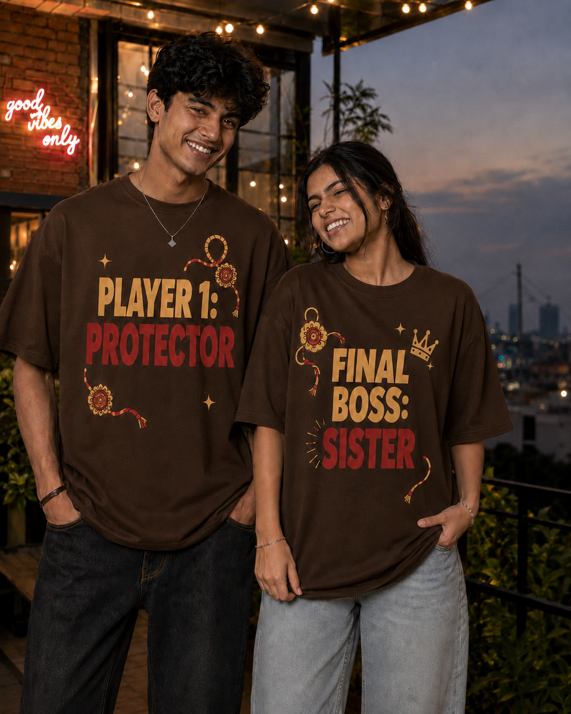 Player: Protector / Final Boss: Sister Personalised Unisex T-Shirt - Oversized - product gallery