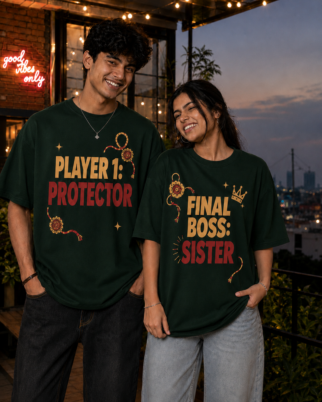 Player: Protector / Final Boss: Sister Personalised Unisex T-Shirt - Oversized - product gallery