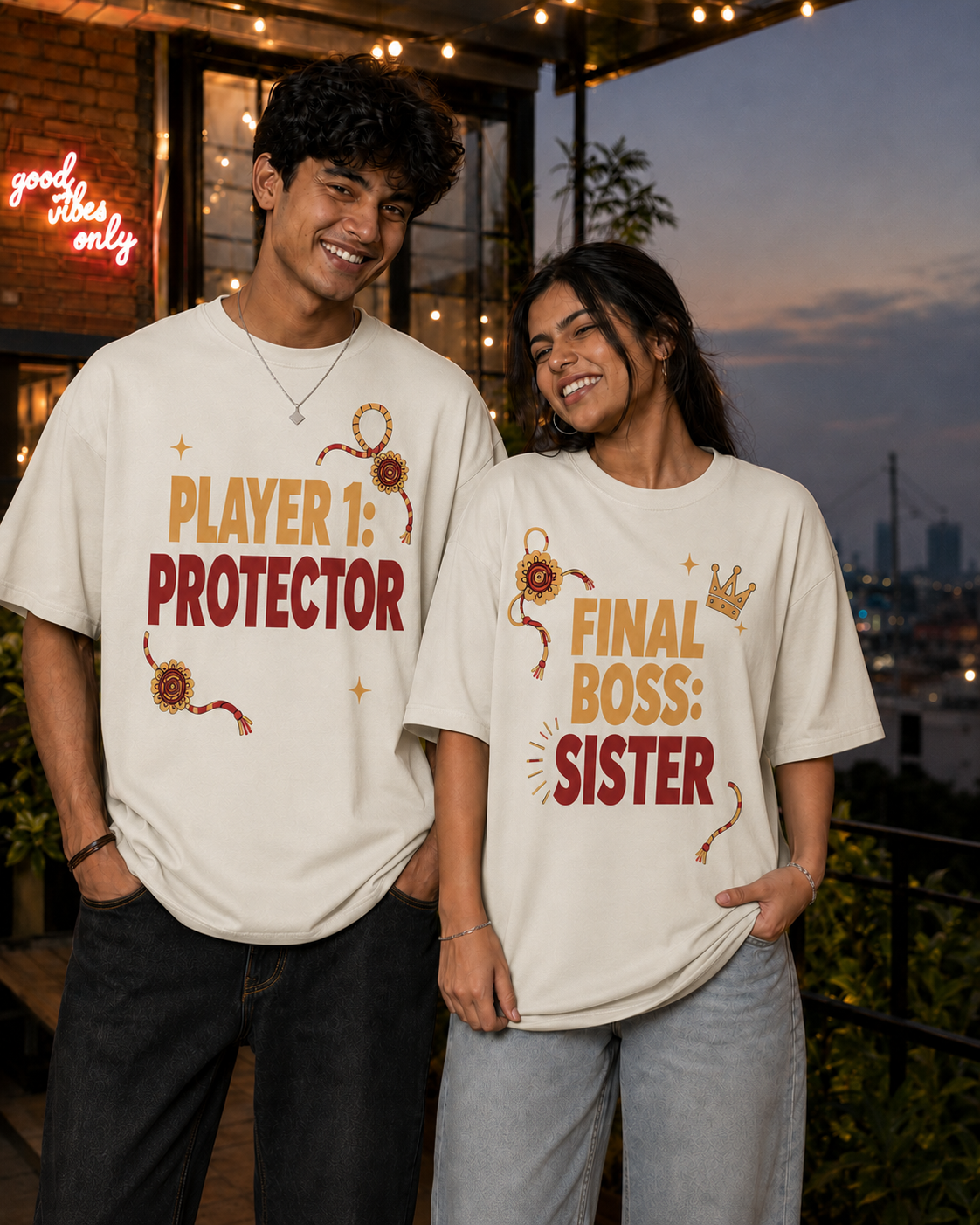 Player: Protector / Final Boss: Sister Personalised Unisex T-Shirt - Oversized - product gallery