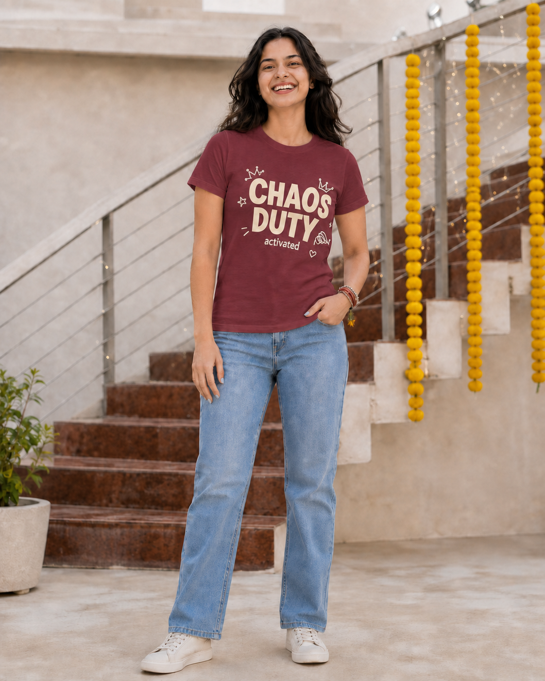 Rakhi Duty / Chaos Duty Personalised Unisex T-Shirt - Regular Fit - Maroon - product gallery