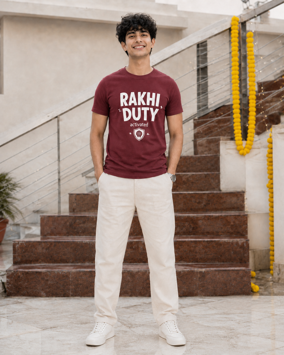 Rakhi Duty / Chaos Duty Personalised Unisex T-Shirt - Regular Fit - Maroon - product gallery