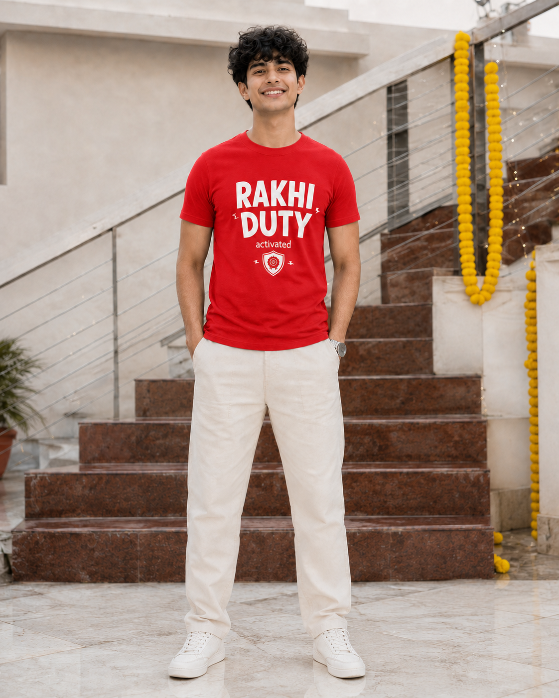 Rakhi Duty / Chaos Duty Personalised Unisex T-Shirt - Regular Fit - Red - product gallery