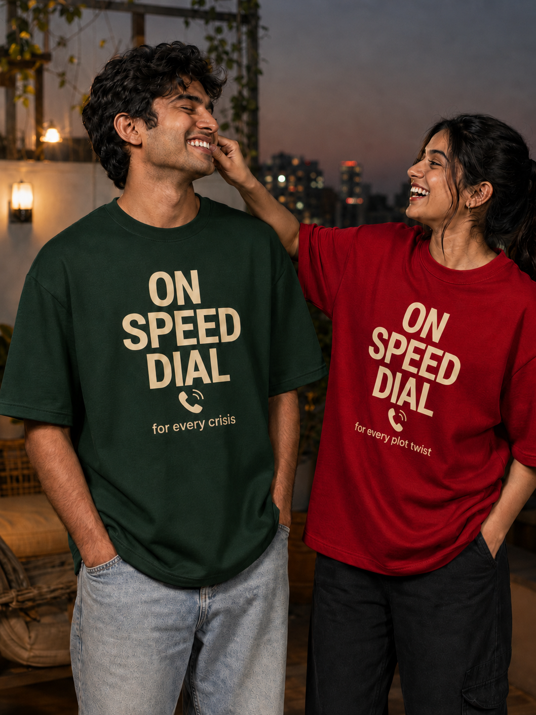 Speed Dial - Call Brother / Call Sister Personalised Unisex T-Shirt - Oversized - product gallery