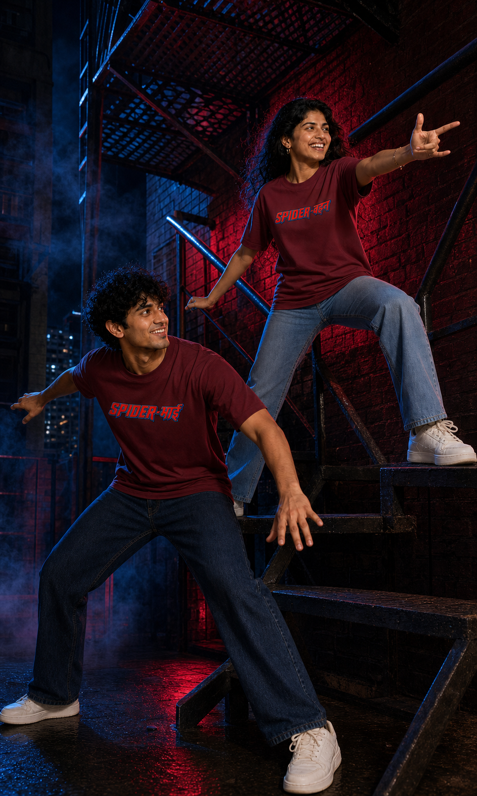 Spider Bhai (भाई) / Spider Behen (बहन) Personalised Unisex T-Shirt - Regular Fit - Maroon - product gallery