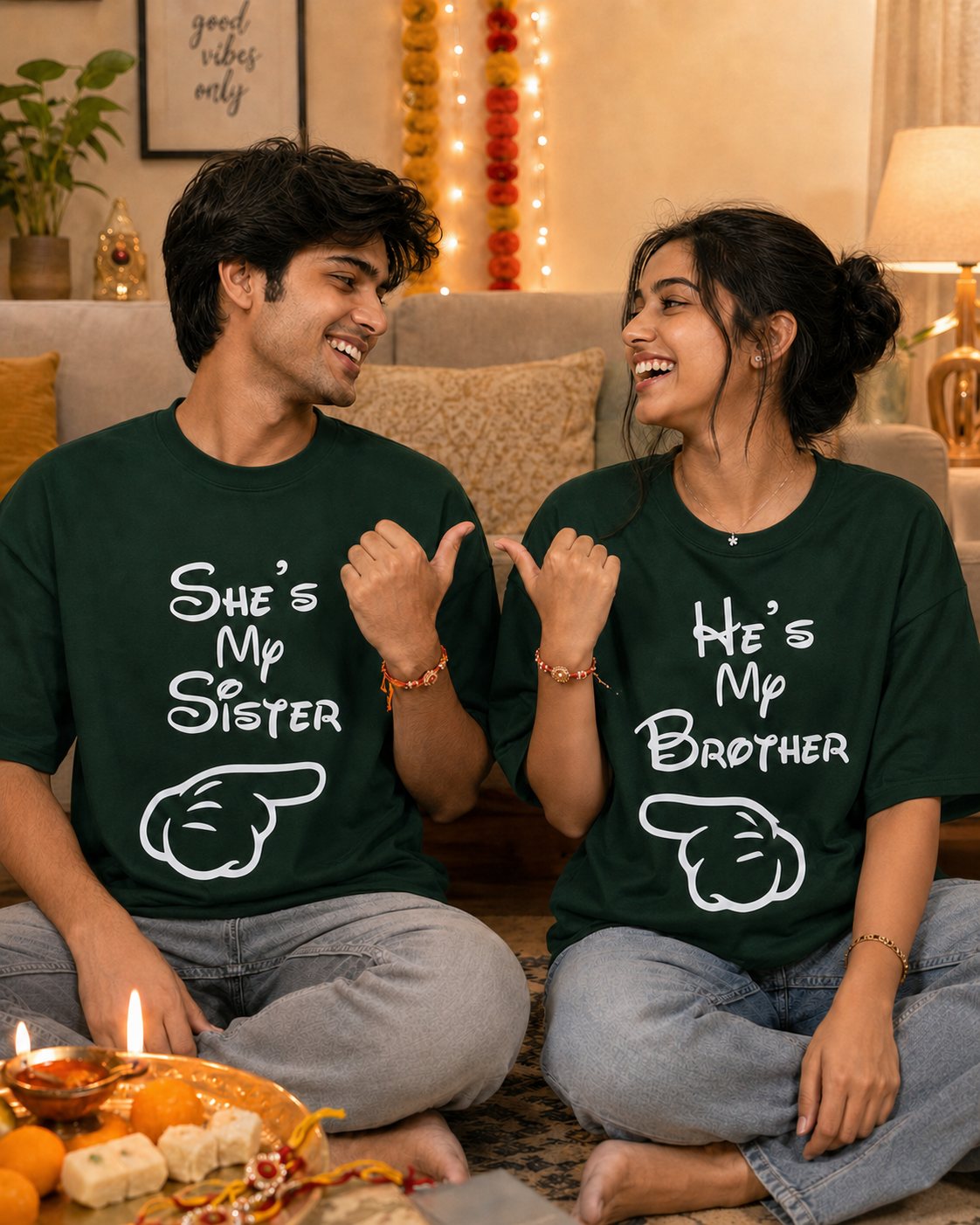 She's My Sister / He's My Brother Personalised Unisex T-Shirts - Matching Set - Oversized - product gallery
