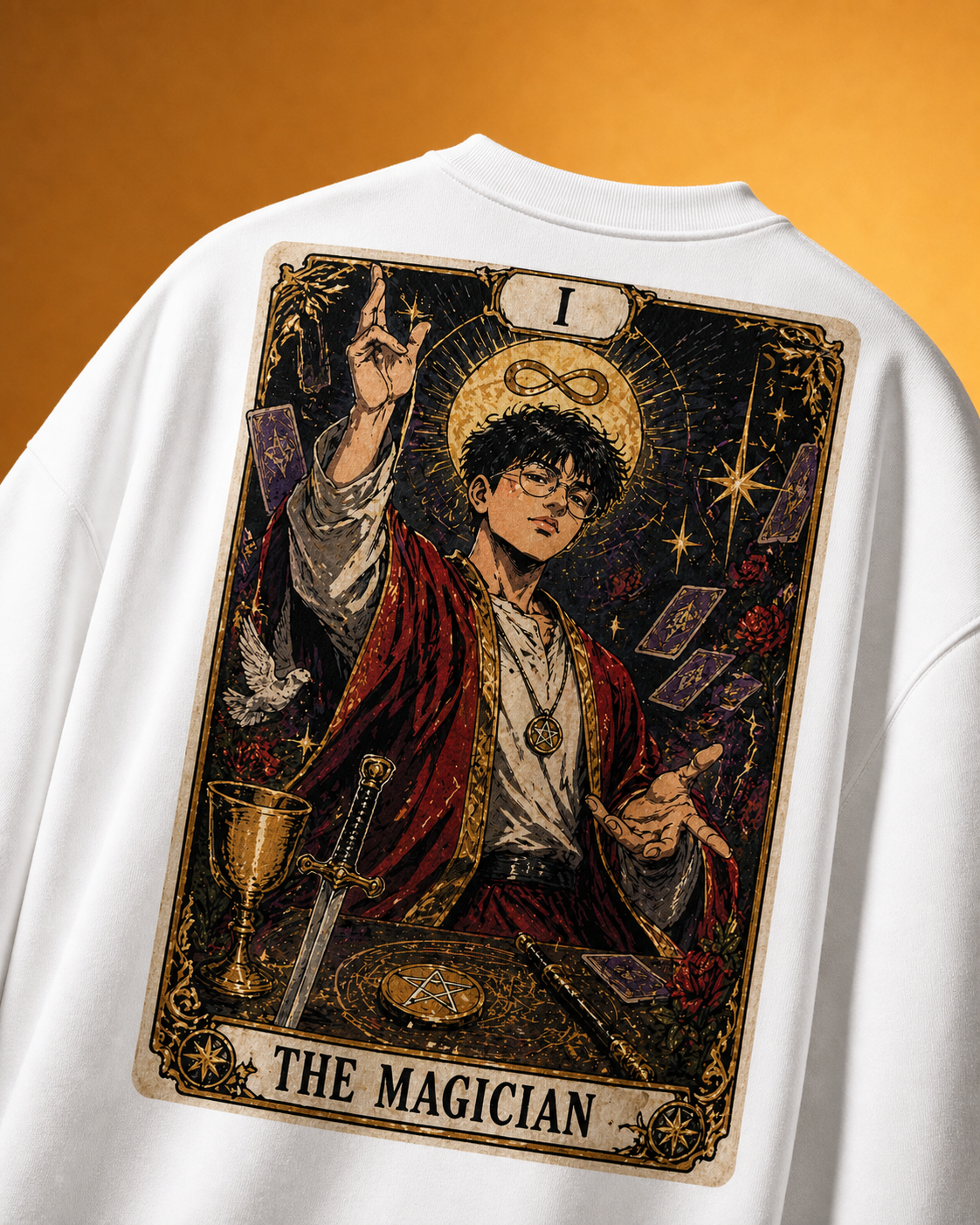 The Magician Unisex Oversized Tee - back view