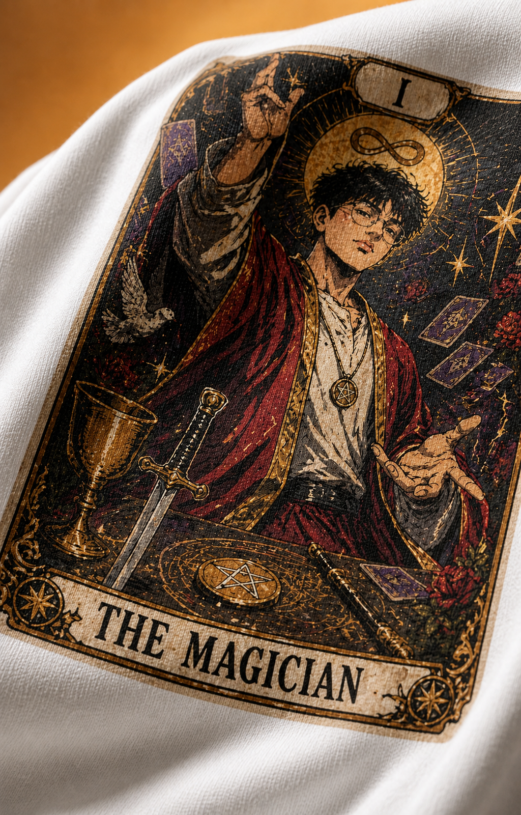 The Magician Unisex Oversized Tee - print close-up