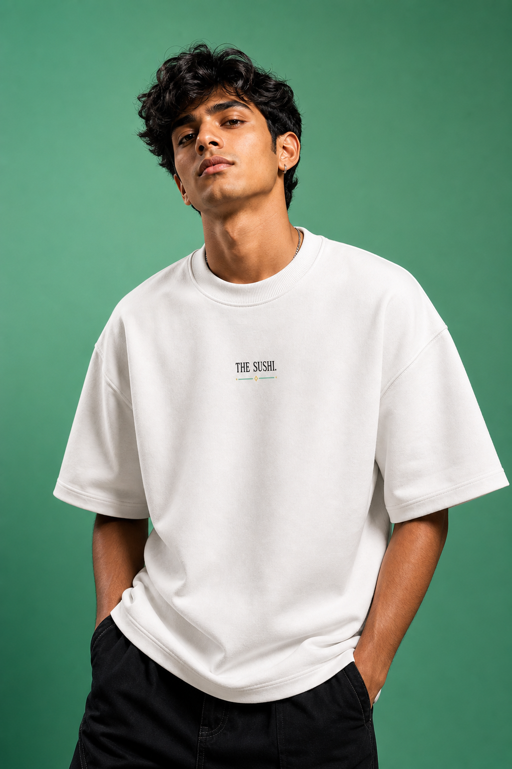 The Sushi Unisex Oversized Tee - male model styling