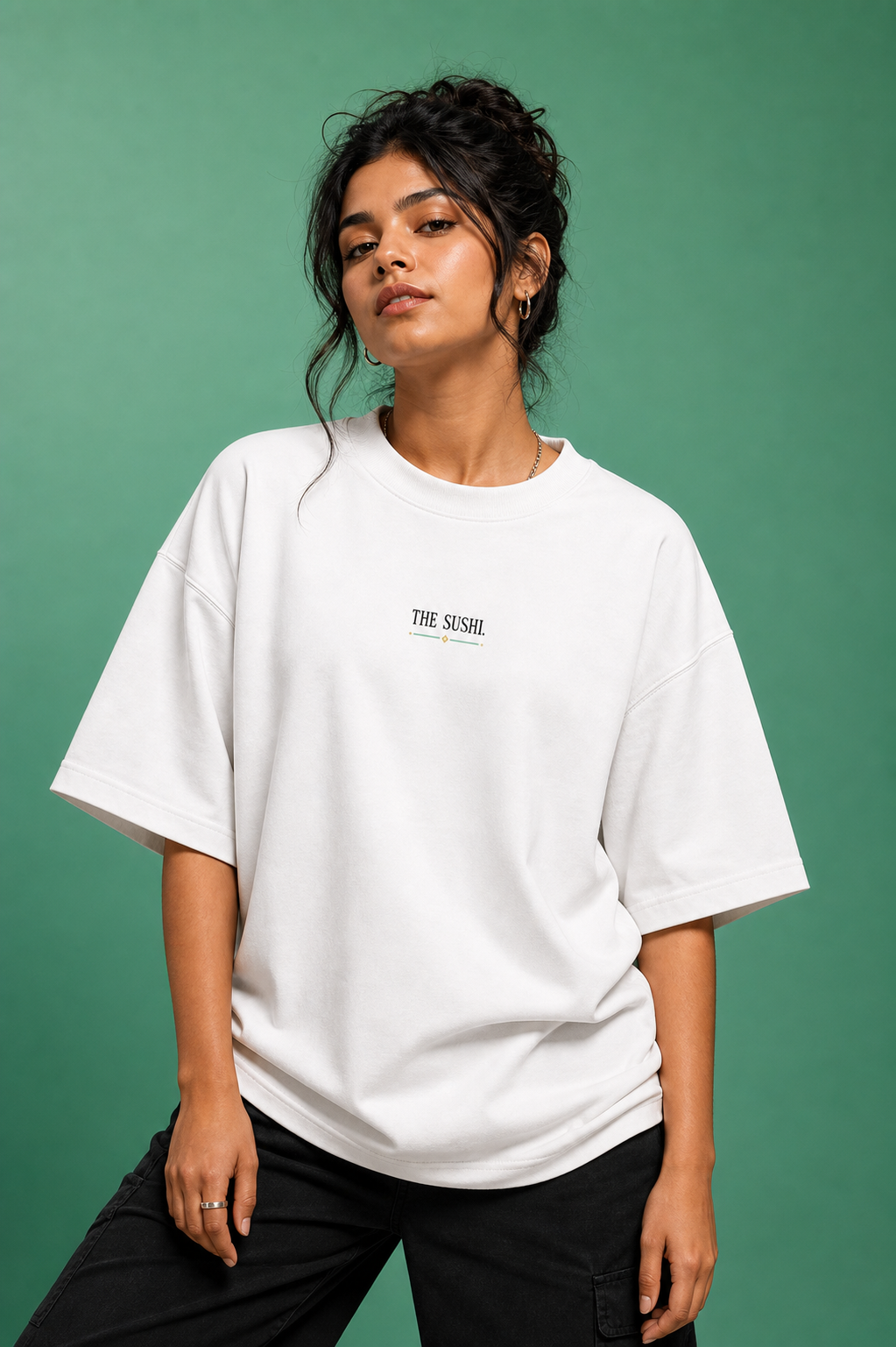 The Sushi Unisex Oversized Tee - female model styling