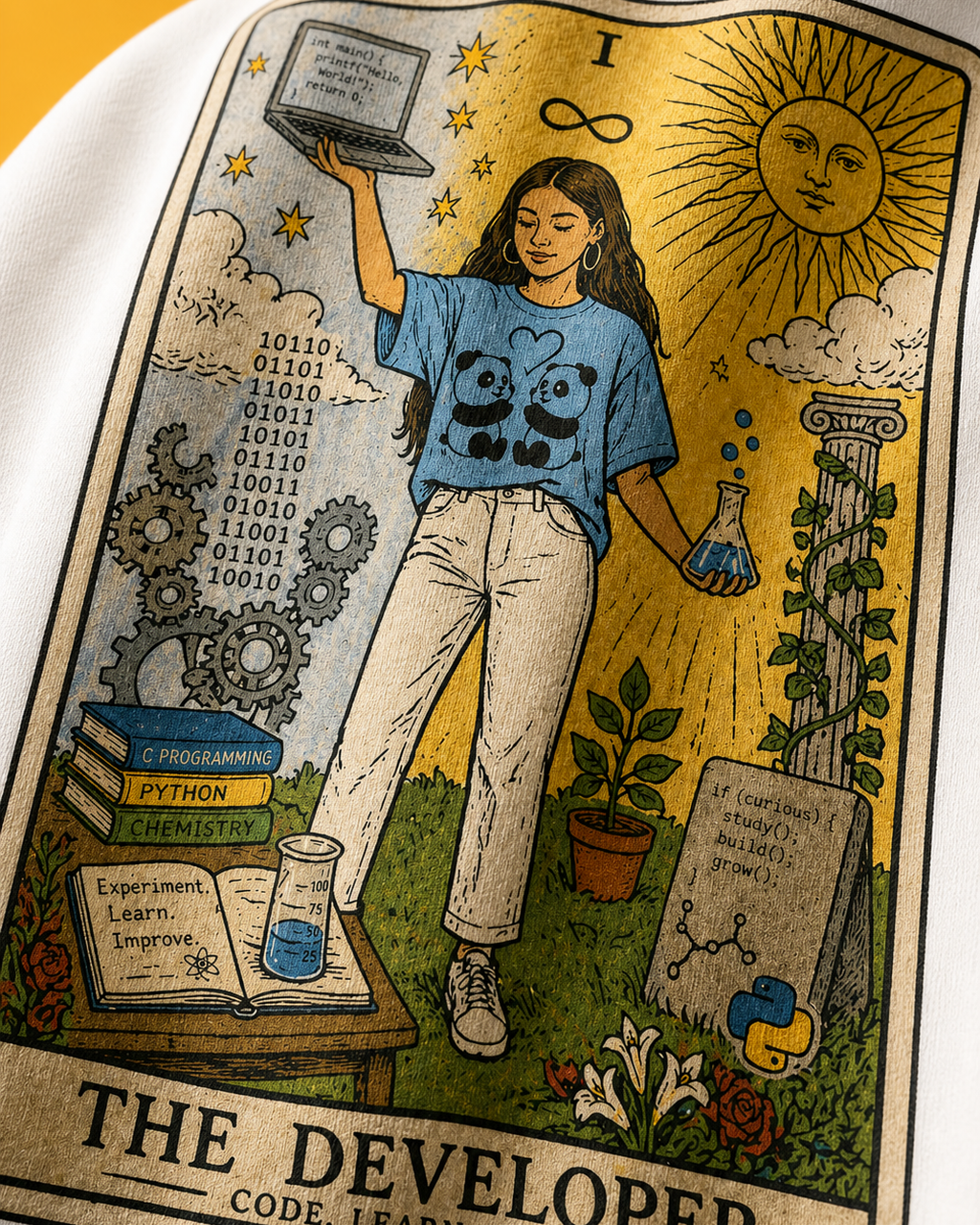 The Developer Unisex Oversized Tee - print close-up