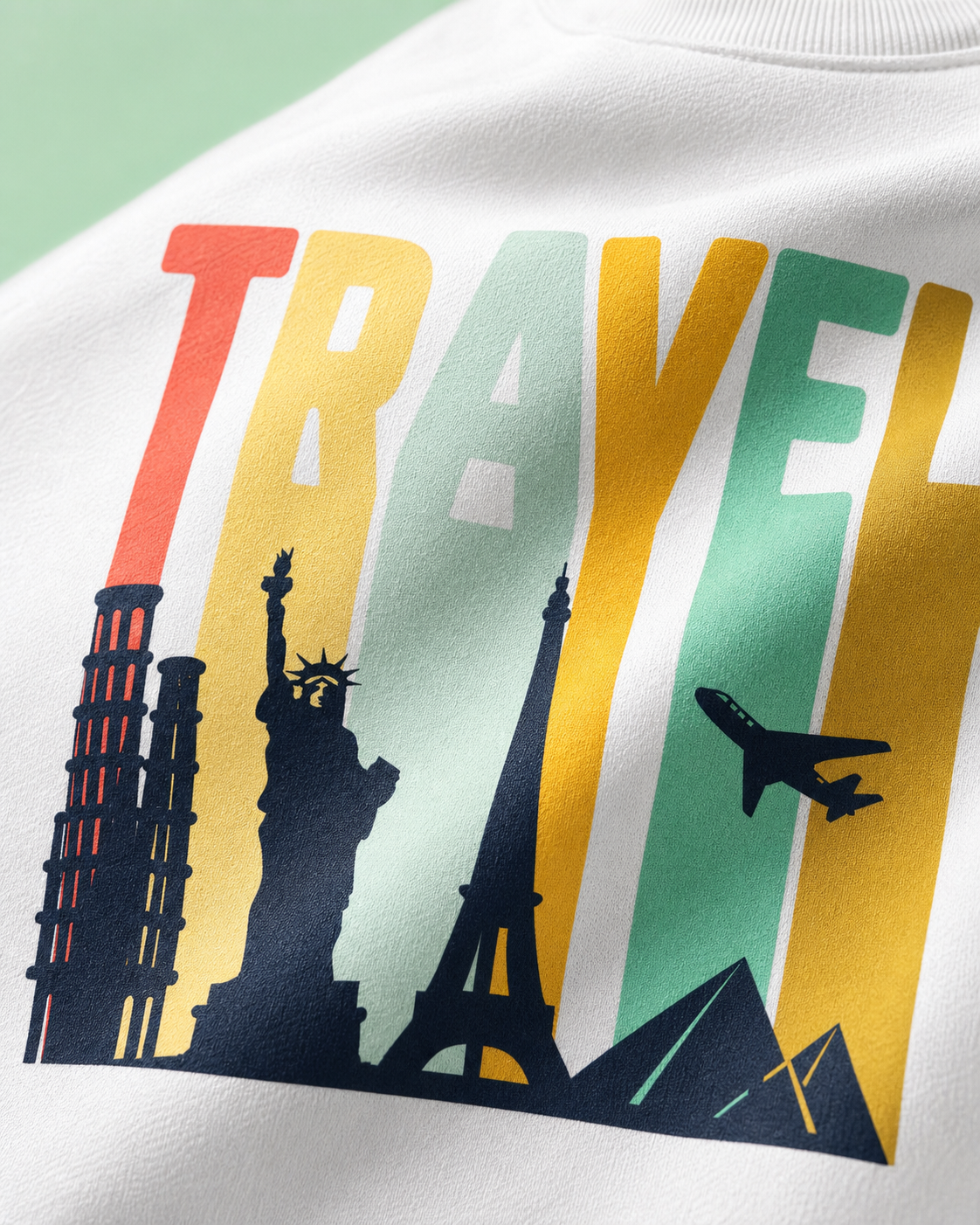 Travel Unisex Oversized Tee in white - closeup