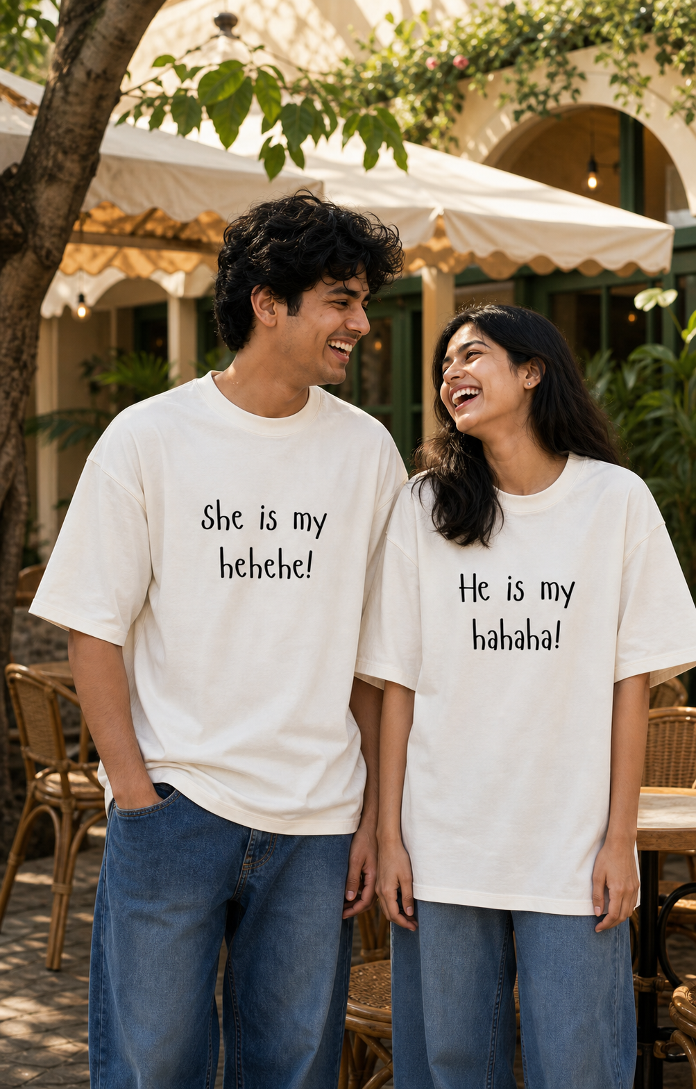 HEHEHE / HAHAHA PERSONALISED UNISEX T-SHIRTS - MATCHING SET