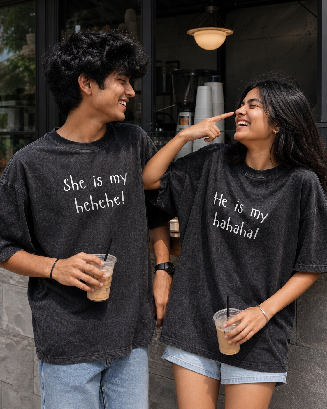 HEHEHE / HAHAHA PERSONALISED UNISEX T-SHIRTS - MATCHING SET