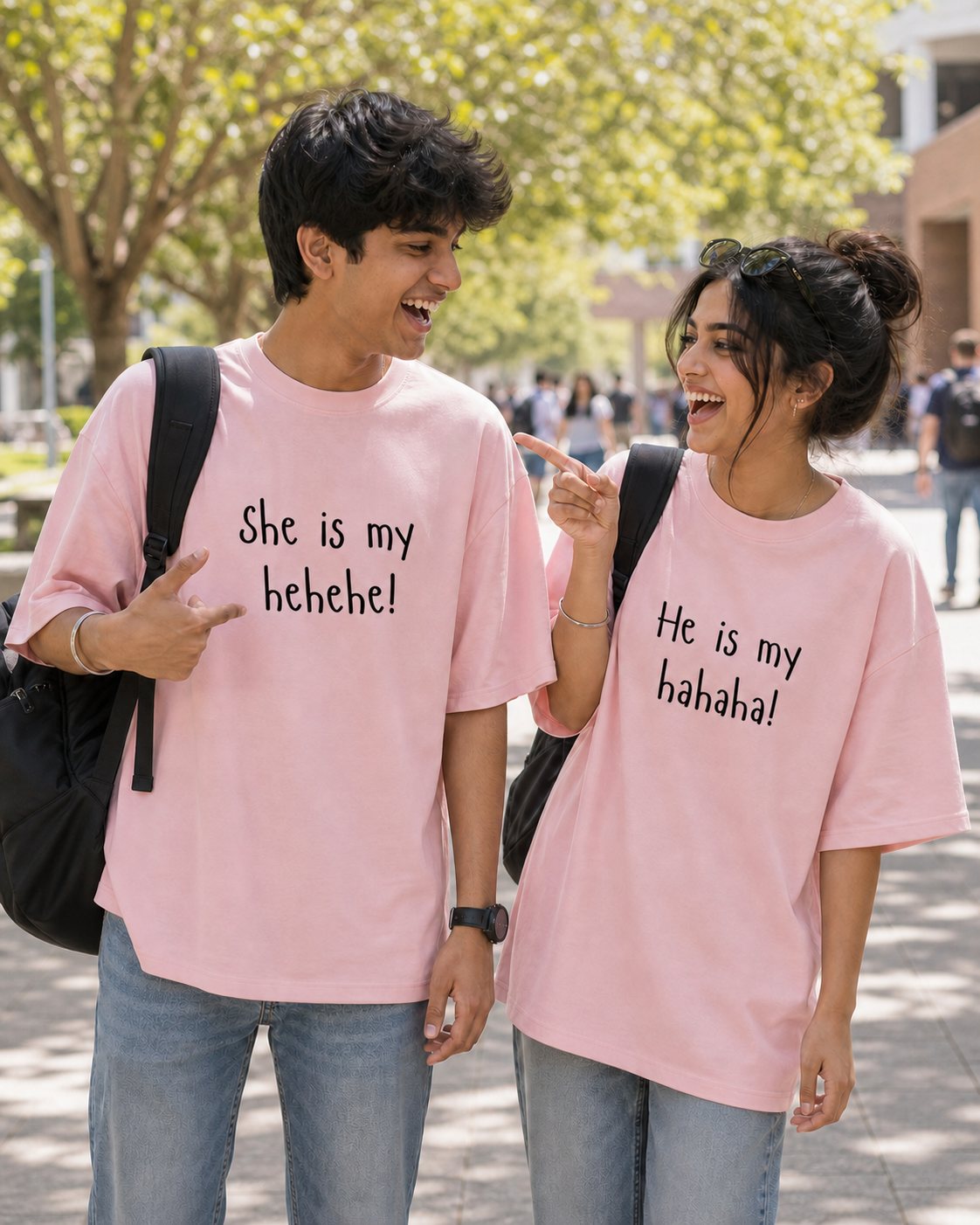 HEHEHE / HAHAHA PERSONALISED UNISEX T-SHIRTS - MATCHING SET