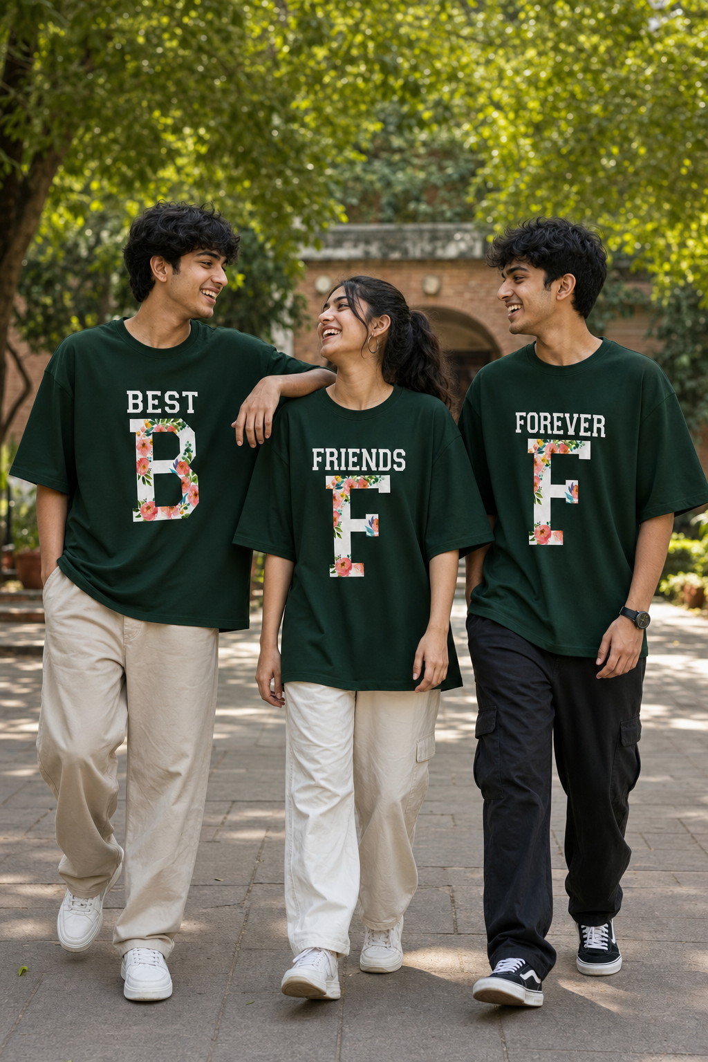 Best Friends Forever (BFF) Unisex Matching T-Shirts – 04 Bottle Green