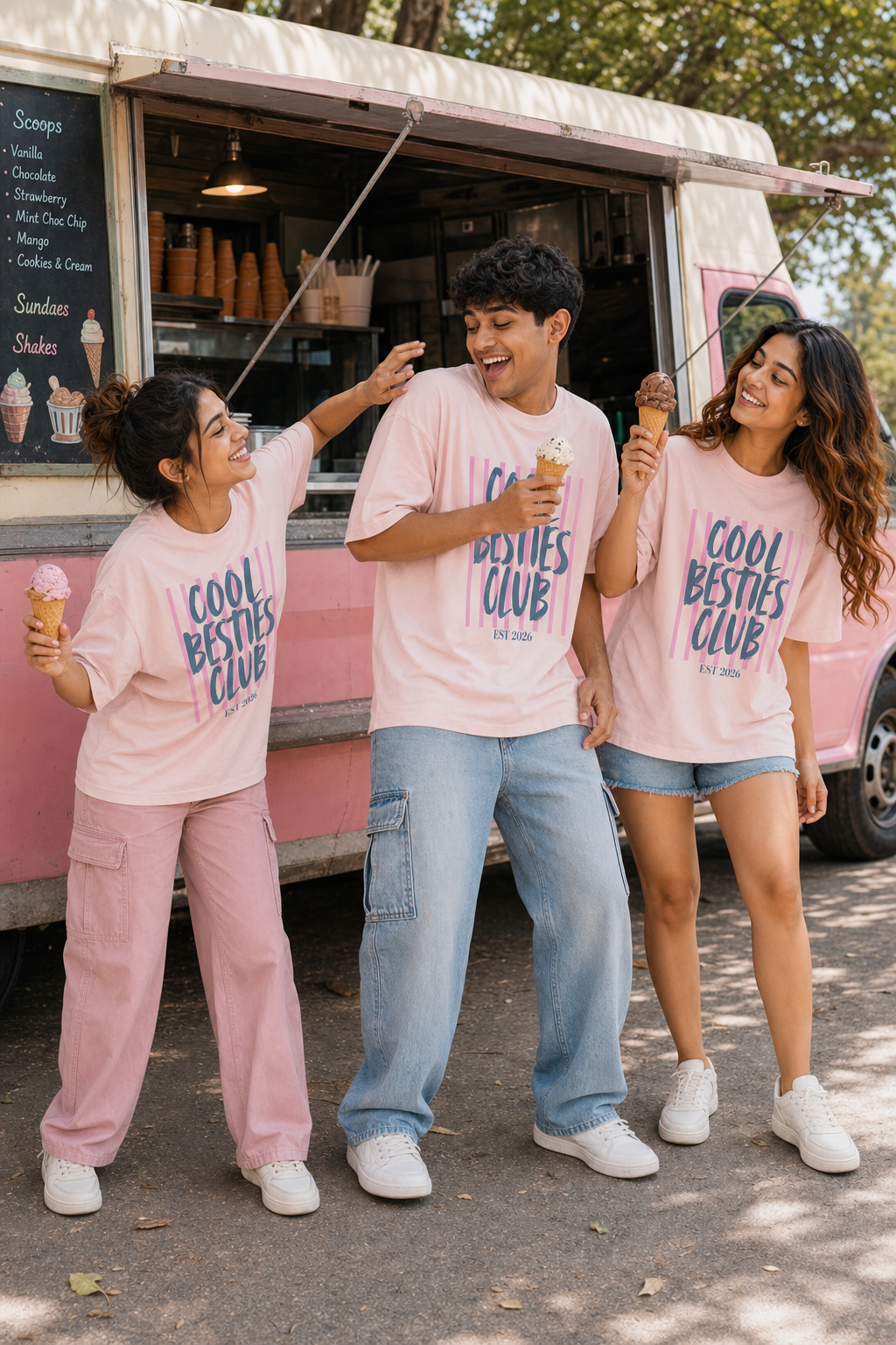 Cool Besties Club Unisex Matching T-Shirts – 05 Baby Pink Friends