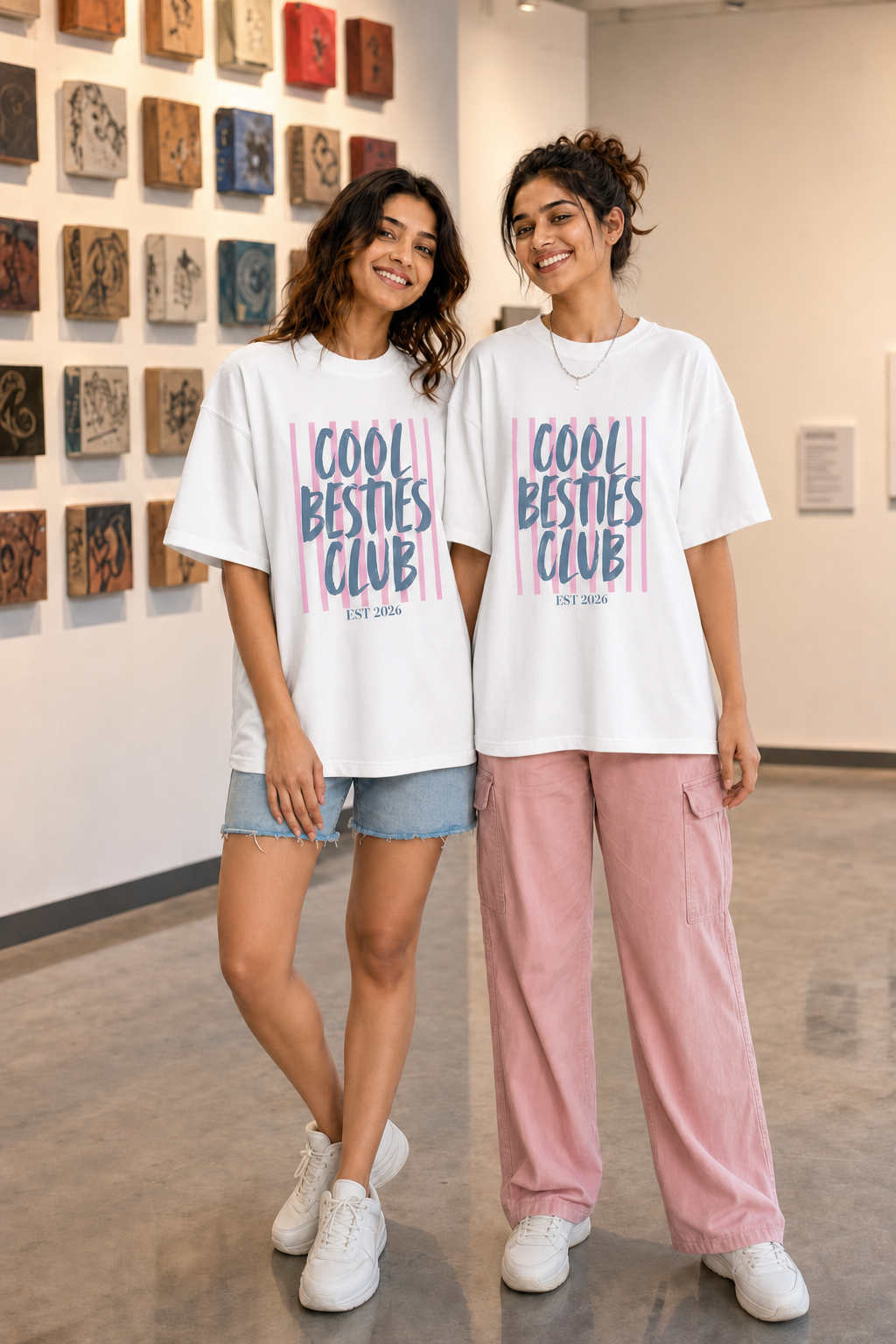 Cool Besties Club Unisex Matching T-Shirts – 06 Warm Off White