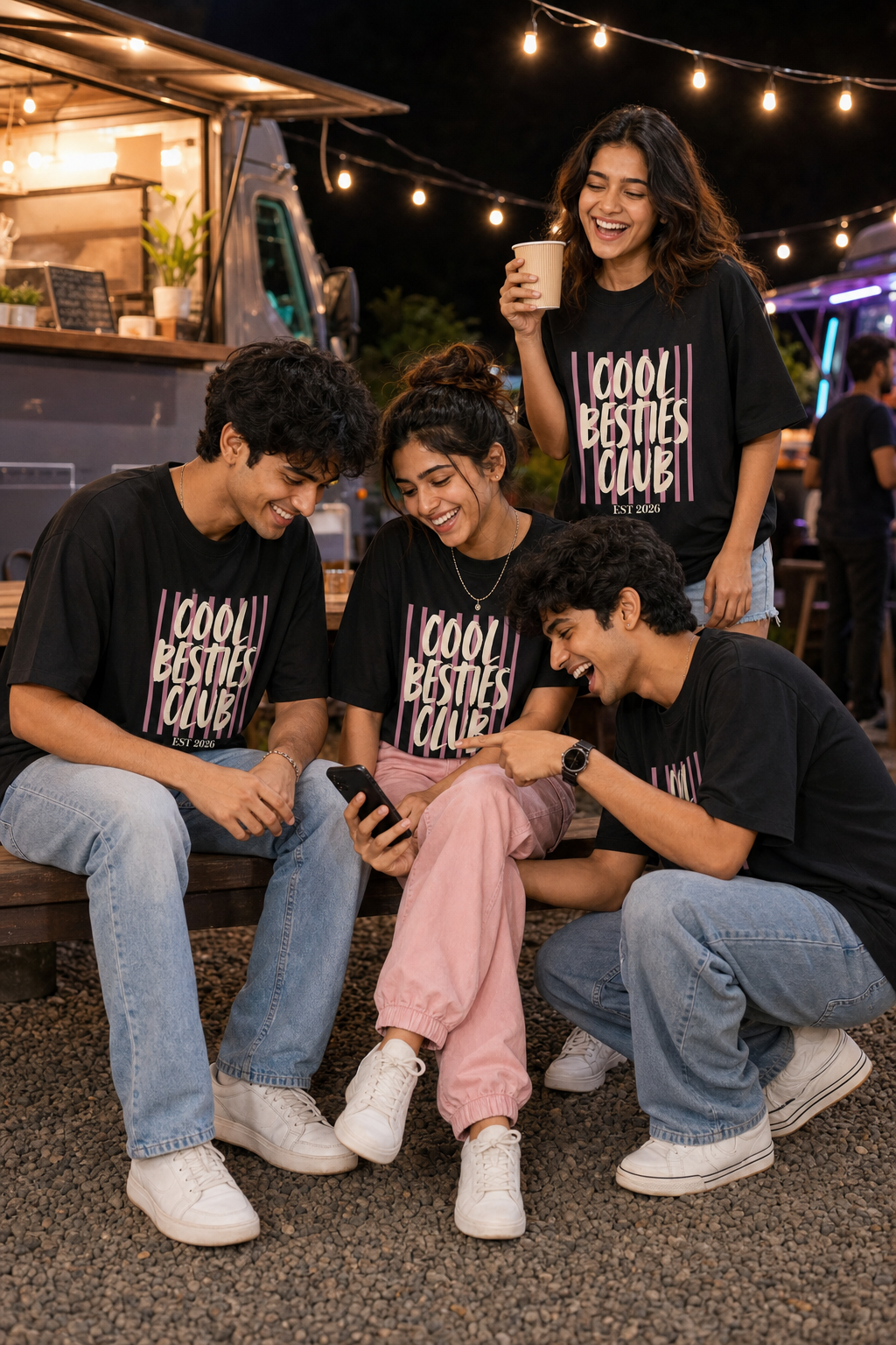 Cool Besties Club Unisex Matching T-Shirts – 07 Matte Black Friends