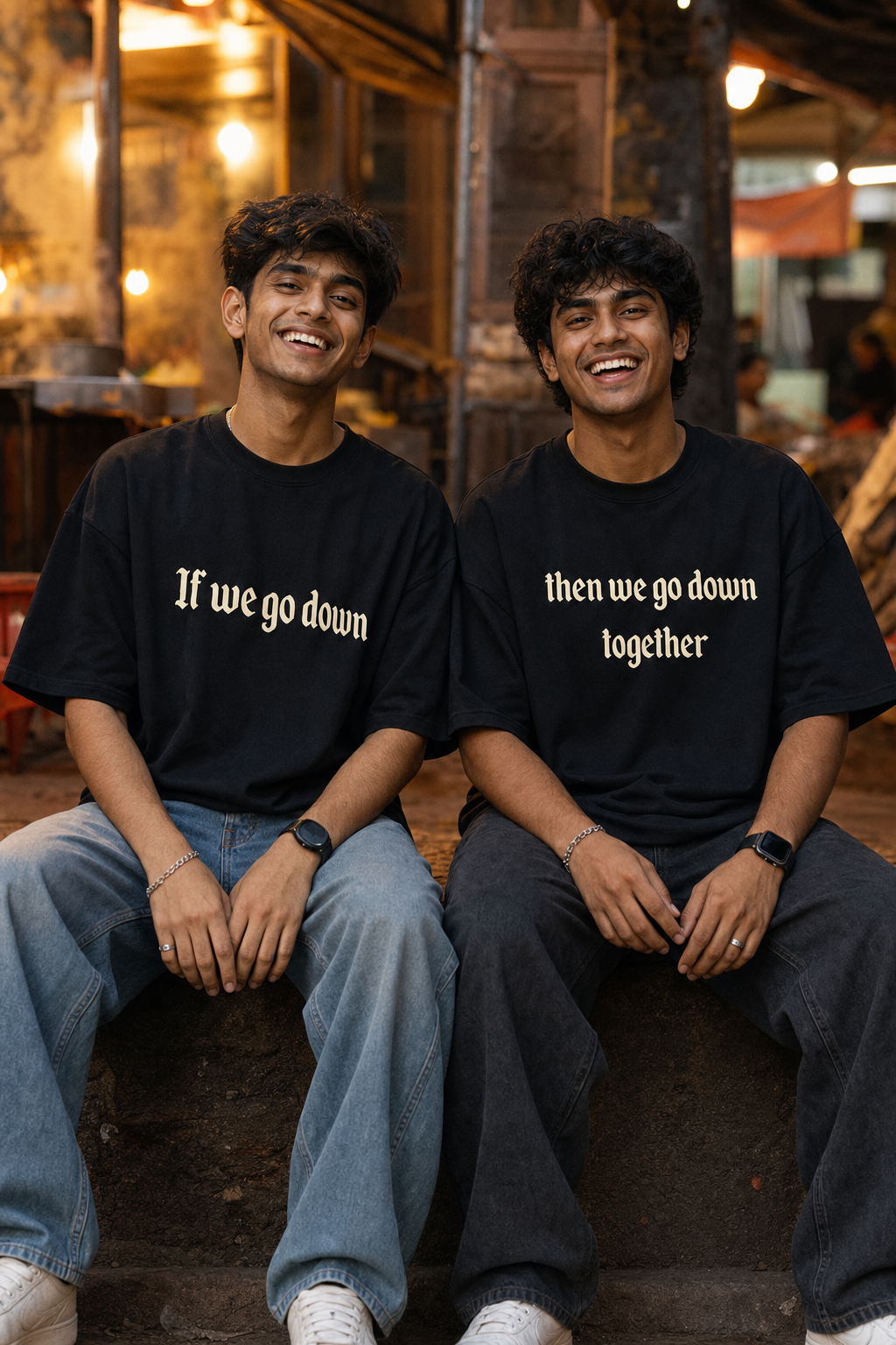 If We Go Down, Then We Go Down Together Unisex Matching T-Shirts – 07 Matte Black (1)