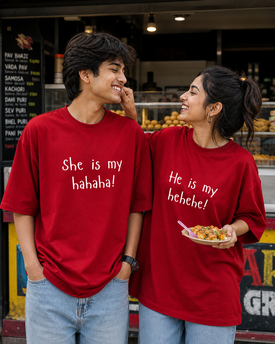 HEHEHE / HAHAHA PERSONALISED UNISEX T-SHIRTS - MATCHING SET