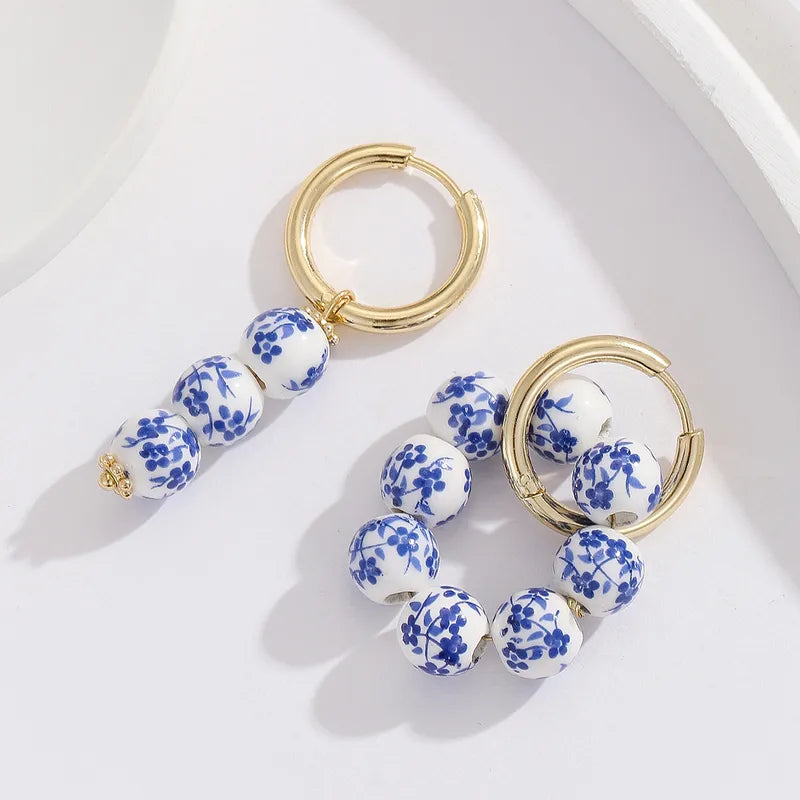 Flower Porcelain Hoops