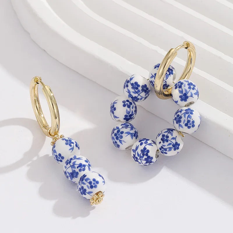 Flower Porcelain Hoops