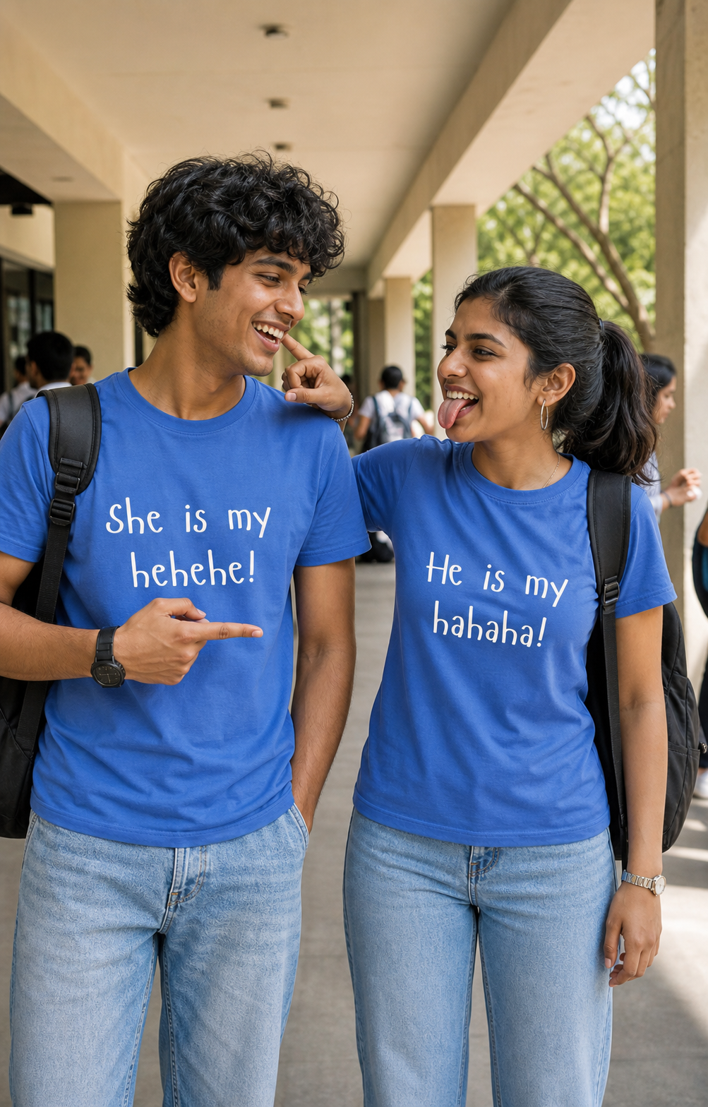 HEHEHE / HAHAHA PERSONALISED UNISEX T-SHIRTS - MATCHING SET