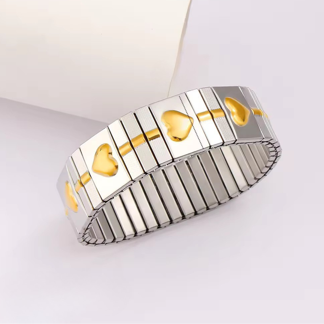 Golden Hearts Stretchable Bangle – photo 2