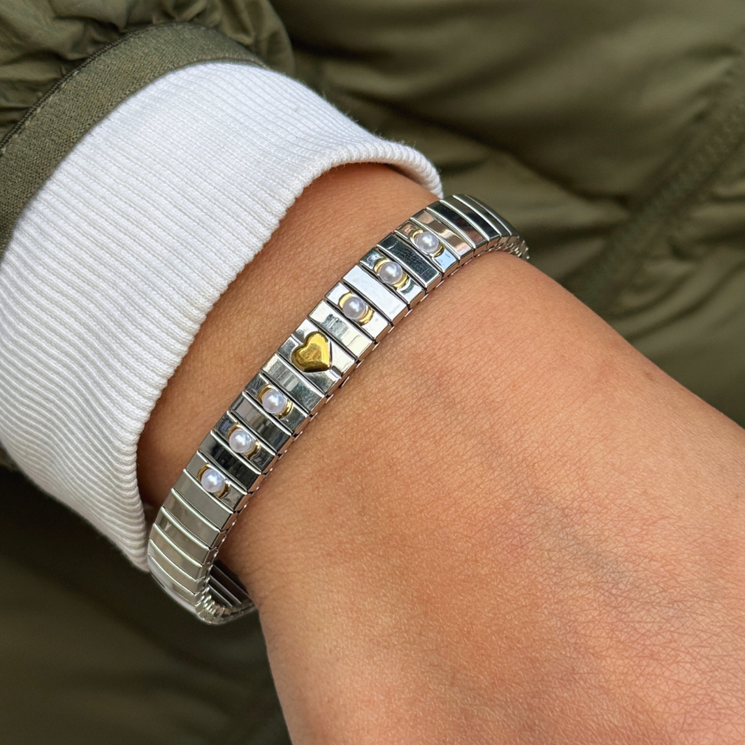Pearl & Heart Stretchable Bangle – photo 1
