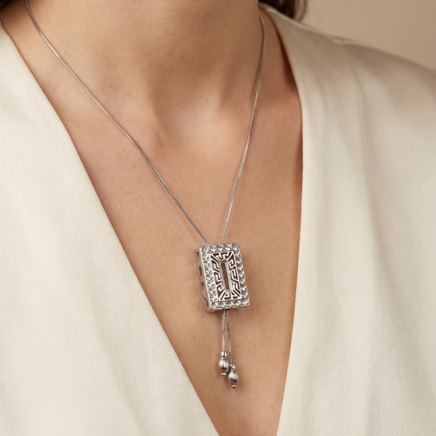 Regal Crystal Lariat Necklace