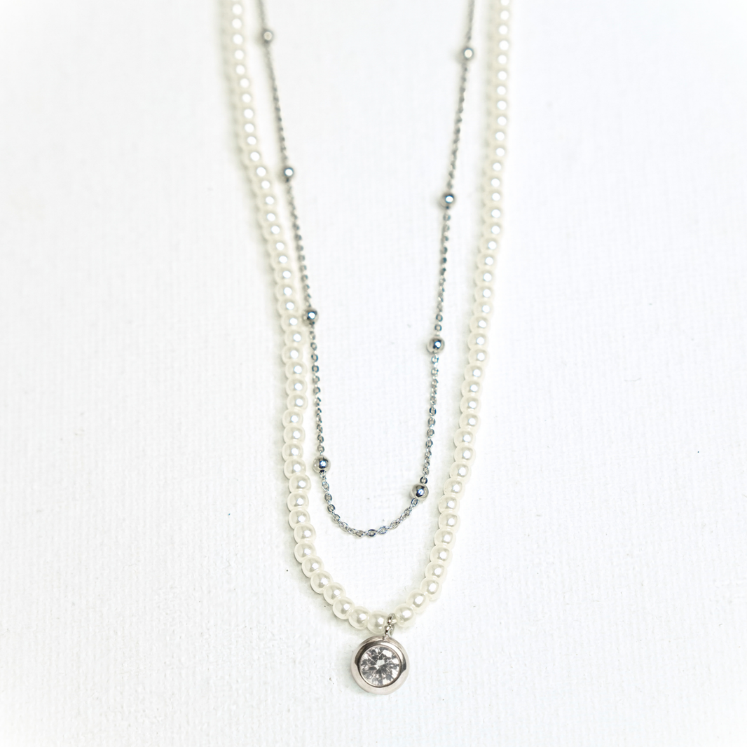Crystal Pearl Layered Necklace – photo 2