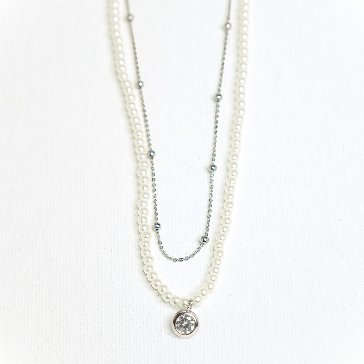 Crystal Pearl Layered Necklace – photo 2