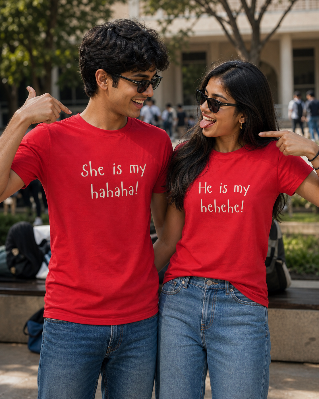 HEHEHE / HAHAHA PERSONALISED UNISEX T-SHIRTS - MATCHING SET